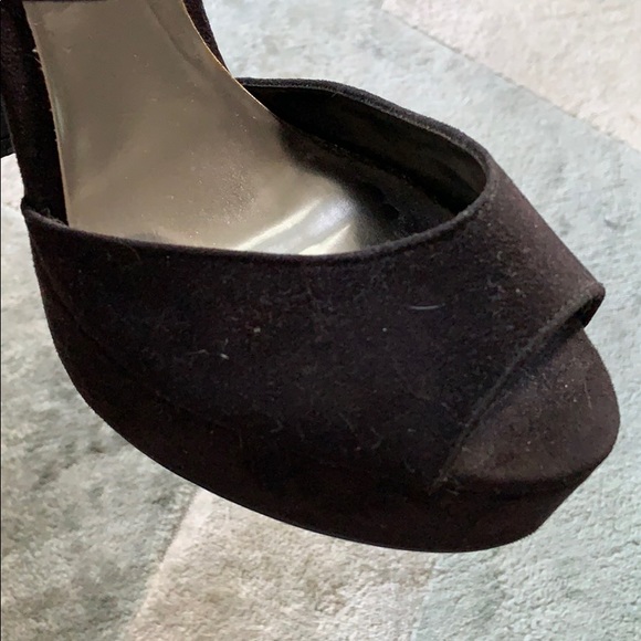 ASOS black suede platform heeled sandals - Picture 6 of 6